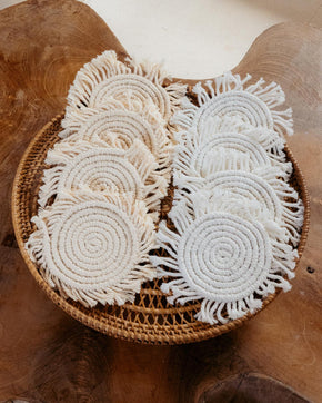 Round Macrame Placemat and Coaster Set of 4