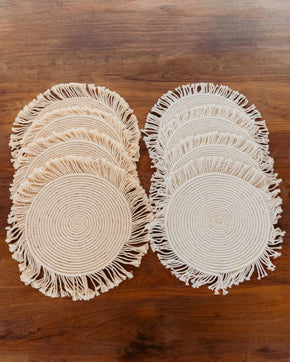 Round Macrame Placemat and Coaster Set of 4