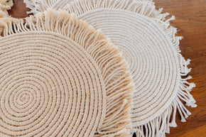 Round Macrame Placemat and Coaster Set of 4