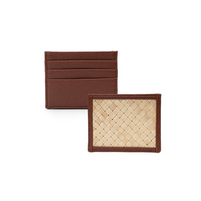 Cove Rattan & Leather Card Sleeve Wallet PREORDER