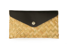 Cove Rattan & Leather Clutch PREORDER