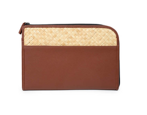 Cove Rattan & Leather Organization Pouch PREORDER