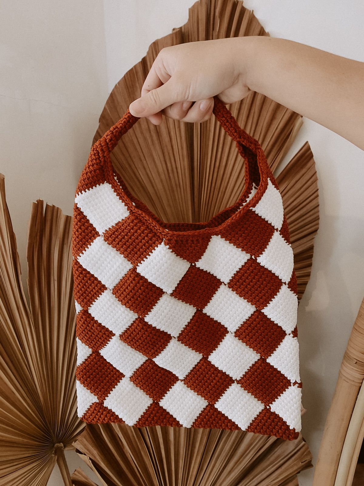 Checkered Crochet Handbag