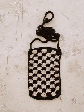 Checkered Crochet Phone Sling Bag