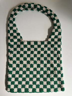 Checkered Crochet Shoulder Bag