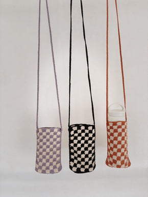 Checkered Crochet Phone Sling Bag