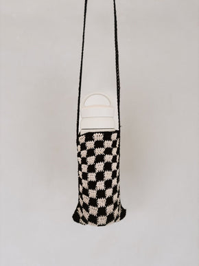 Checkered Crochet Phone Sling Bag