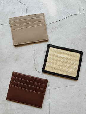 Cove Rattan & Leather Card Sleeve Wallet PREORDER