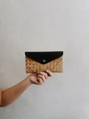 Cove Rattan & Leather Clutch PREORDER