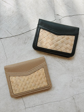 Cove Rattan & Leather Compact Wallet PREORDER